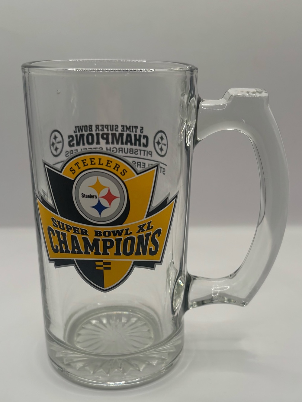 Pittsburgh Steelers Collectible Glass Beer Mug- NFL Super Bowl XL Champions 2006